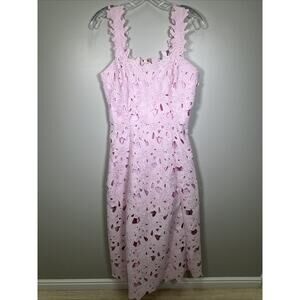 Sundance Sevilla Maxi Dress 8 Lilac Intricate Cut Out Lace Floral Wedding Preppy